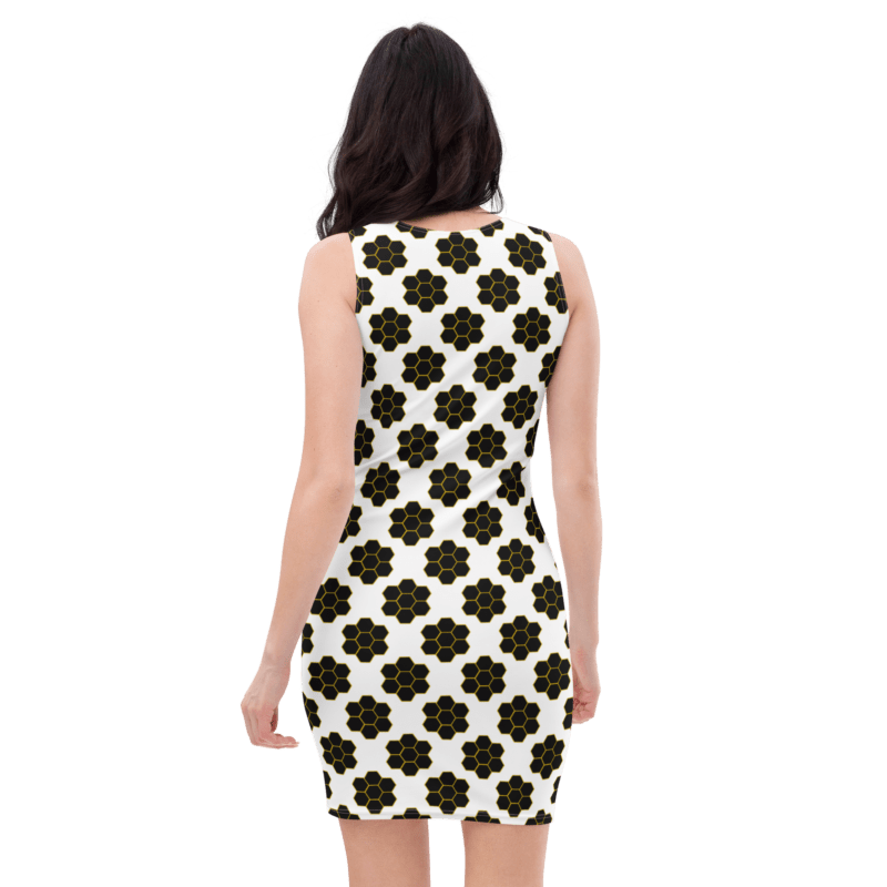 black-honeycomb-print-womens-bodycon-dress