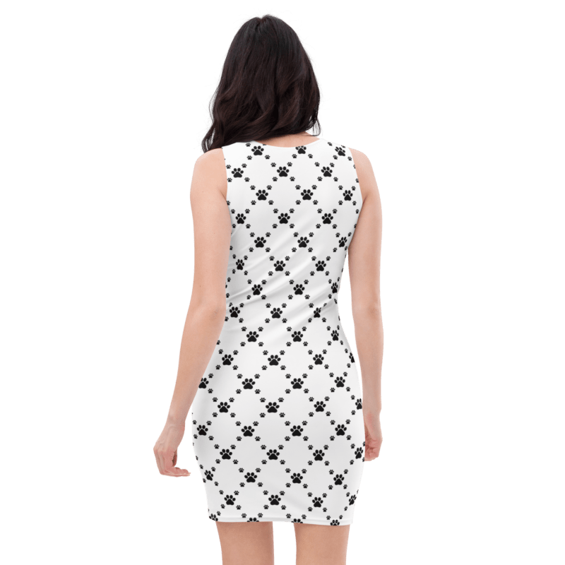 black-paw-print-womens-bodycon-dress