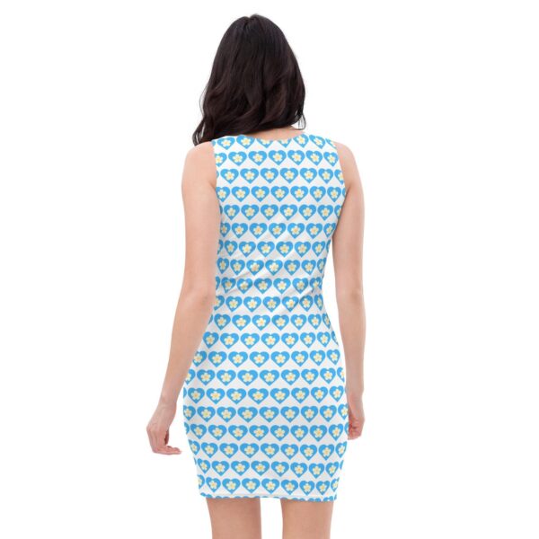 Women's Flower Blue Heart Bodycon Dress - Image 2