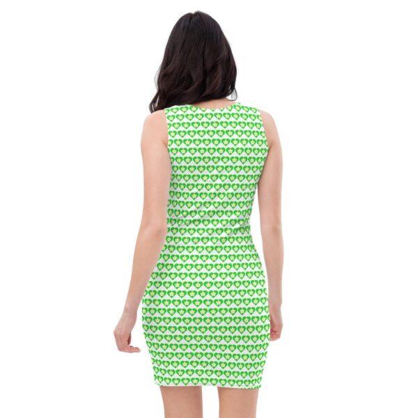 Women's Flower Green Heart Bodycon Dress - Image 4