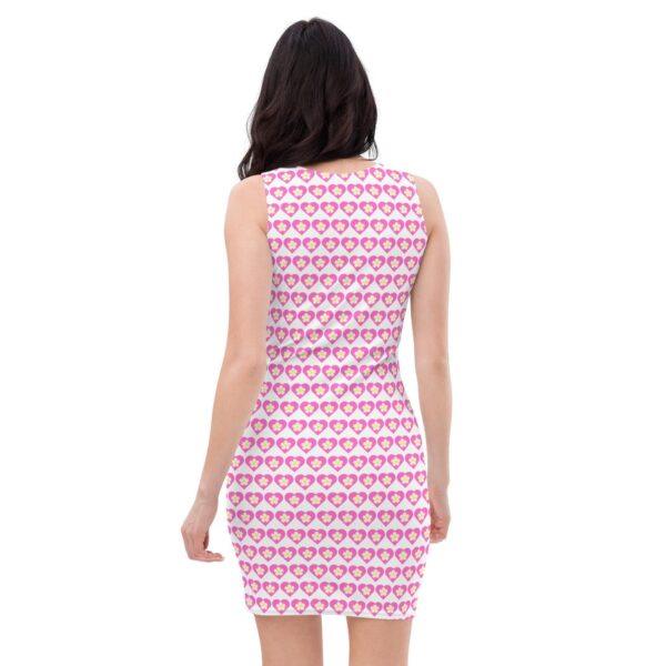 Women's Flower Pink Heart Bodycon Dress - Image 4