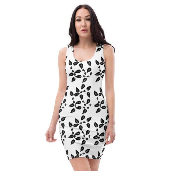 womens-black-leaf-bodycon-dress