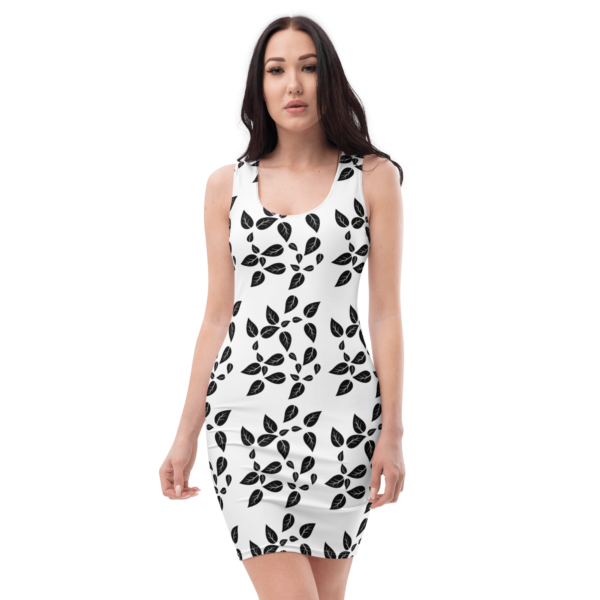 Women's Black Leaf Bodycon Dress