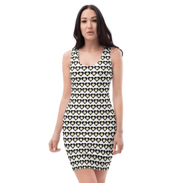 Women's Flower Black Heart Bodycon Dress