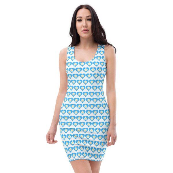 womens-flower-blue-heart-bodycon-dress