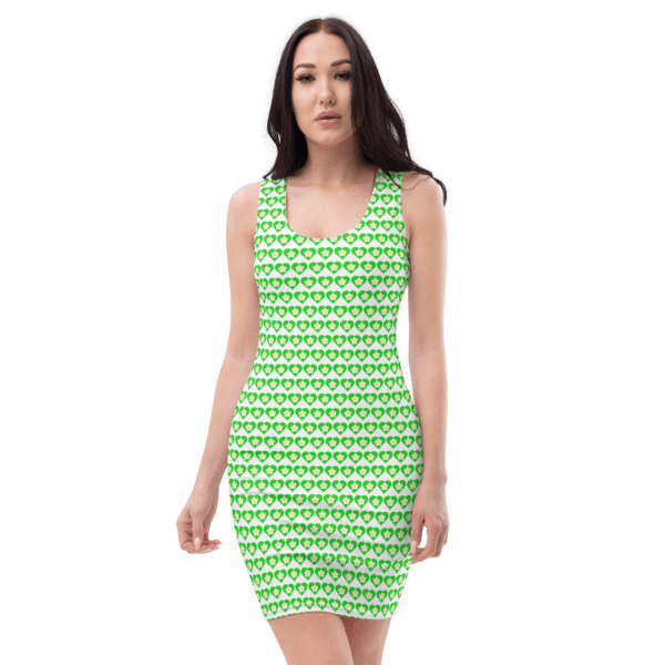 Women's Flower Green Heart Bodycon Dress