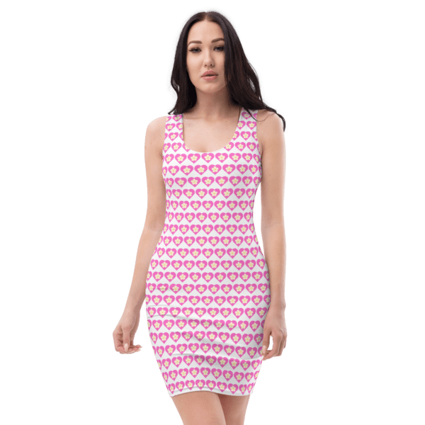 Women's Flower Pink Heart Bodycon Dress