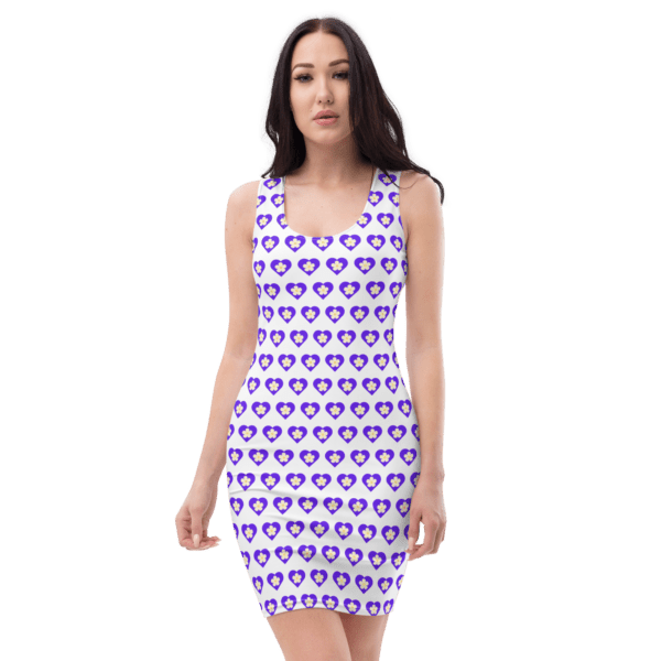 Women's Flower Purple Heart Bodycon Dress