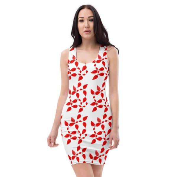 womens-red-leaf-bodycon-dress