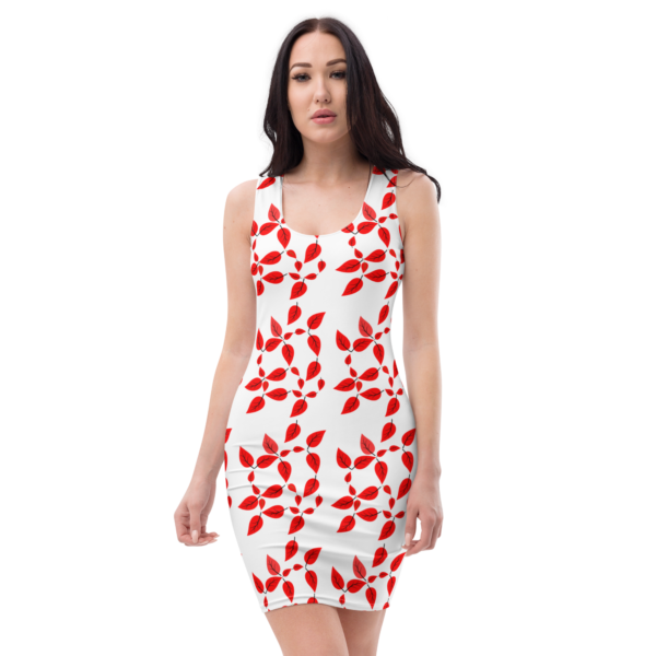 Women's Red Leaf Bodycon Dress