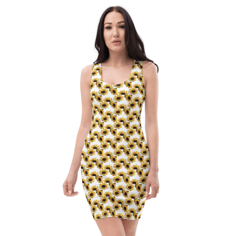 sunflower-print-womens-bodycon-dress