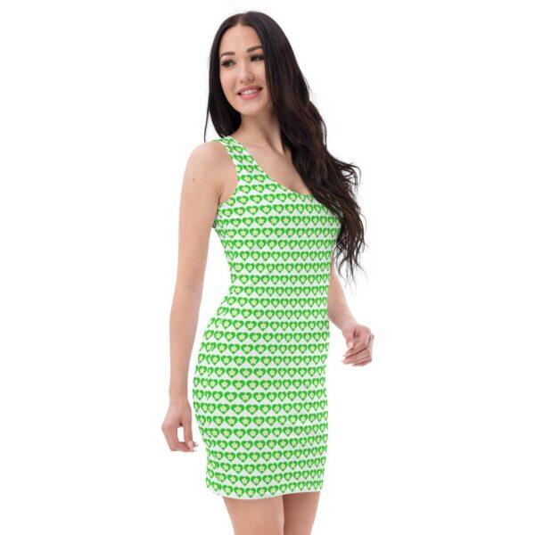 Women's Flower Green Heart Bodycon Dress - Image 3