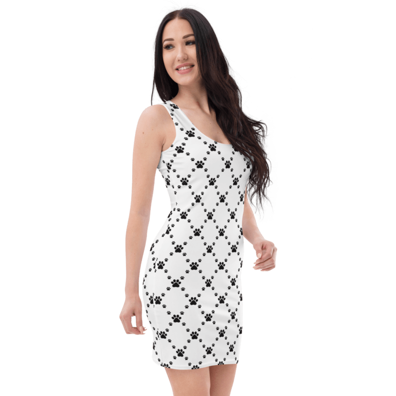 black-paw-print-womens-bodycon-dress