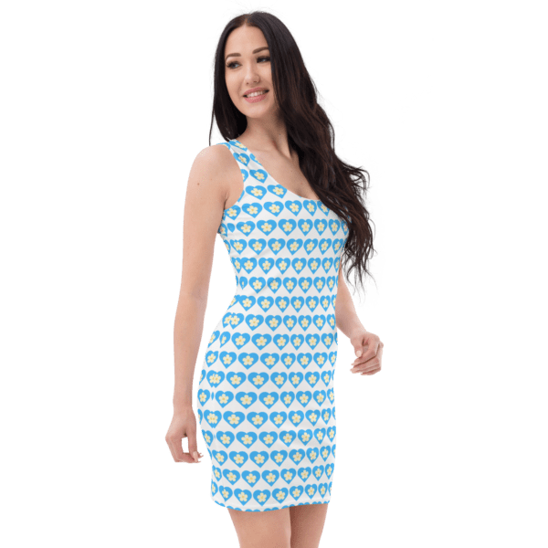 Women's Flower Blue Heart Bodycon Dress