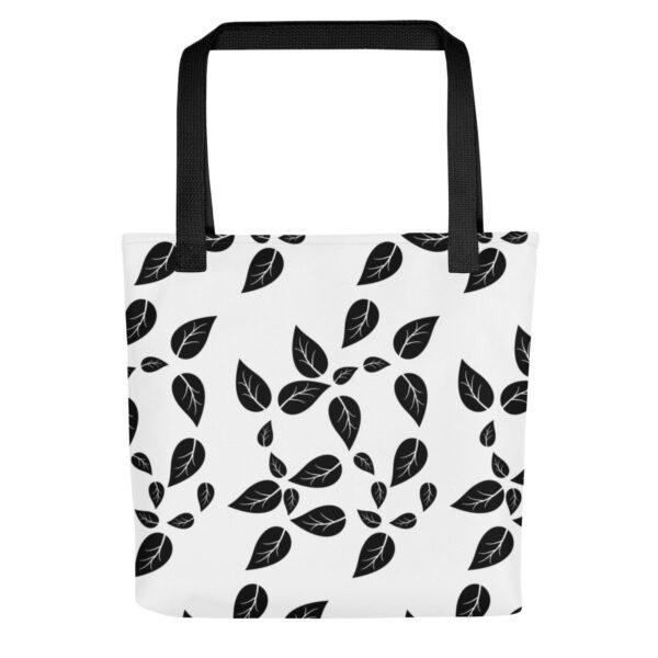 black-leaf-polyester-tote-bag