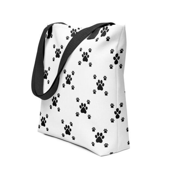 black-paw-print-polyester-tote-bag