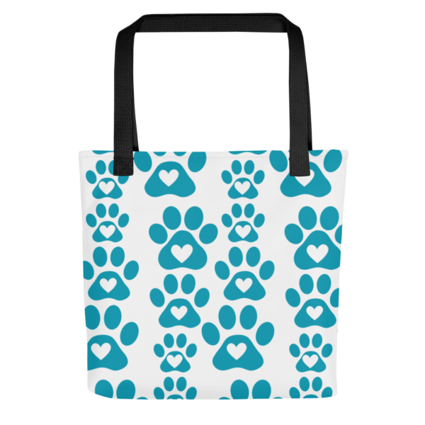 Blue Paw Print Polyester Tote Bag