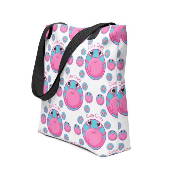 Cute Pink Crab Polyester Tote Bag - Image 2