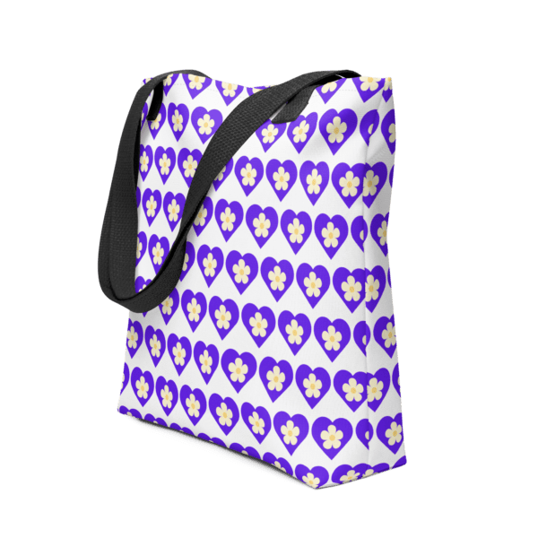 Flower Purple Heart Polyester Tote Bag