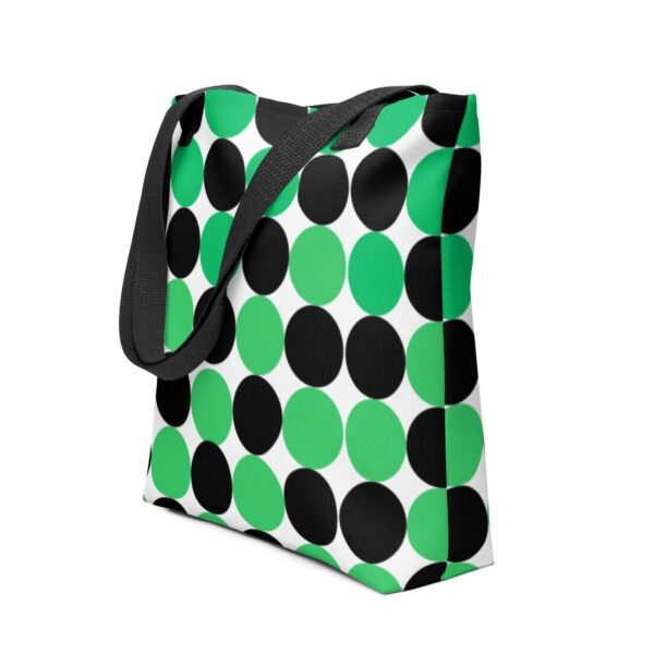 green-and-black-spotted-polyester-tote-bag