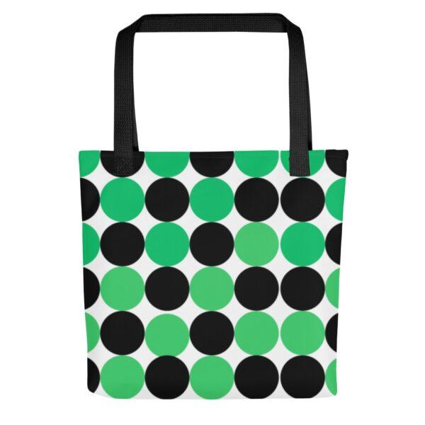 green-and-black-spotted-polyester-tote-bag