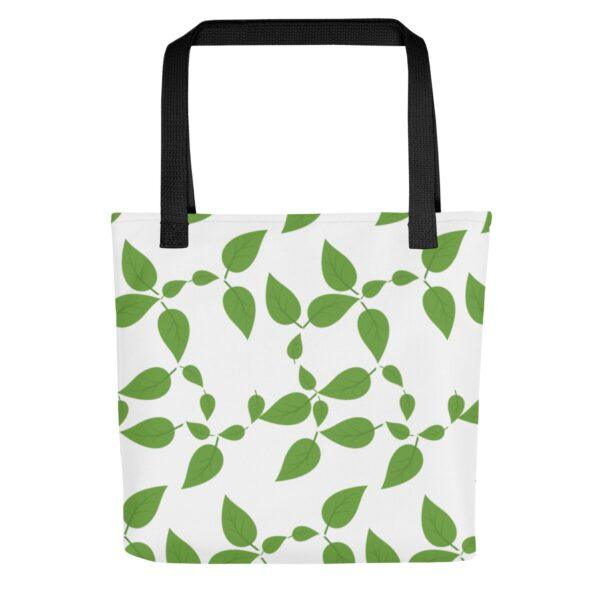 green-leaf-polyester-tote-bag