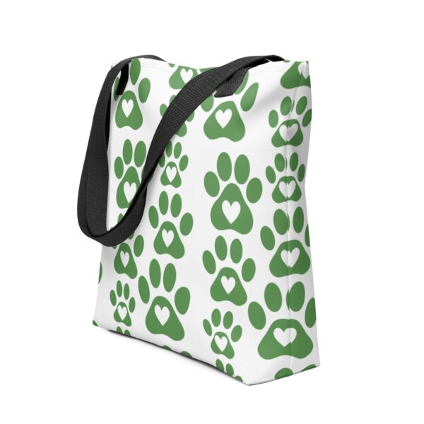 green-paw-print-polyester-tote-bag