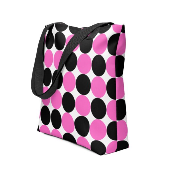 pink-and-black-spotted-polyester-tote-bag