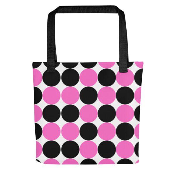 pink-and-black-spotted-polyester-tote-bag