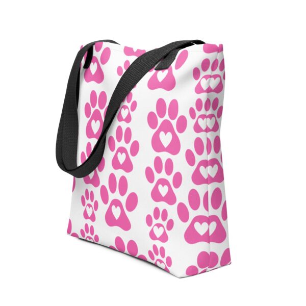 pink-paw-print-polyester-tote-bag