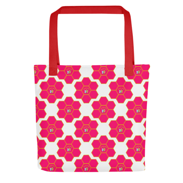 Queen Bee Pink Honeycomb Polyester Tote Bag