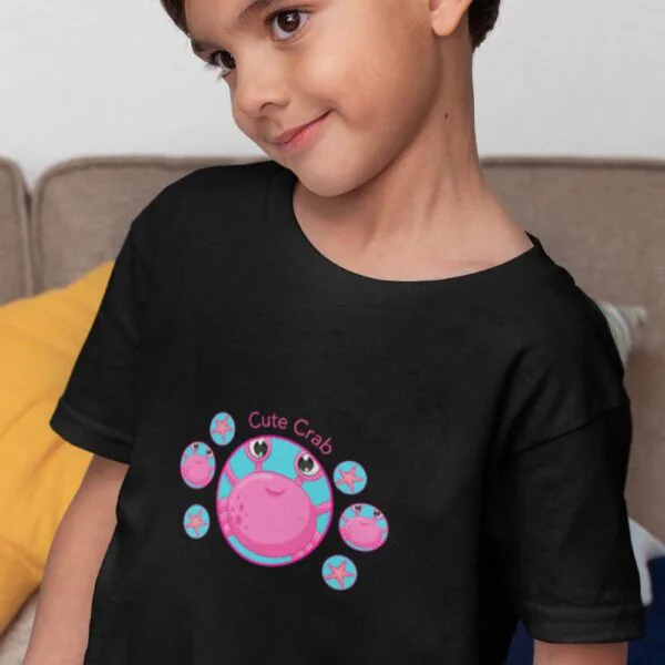 Organic Cotton Cute Pink Crab Childrens T-shirt