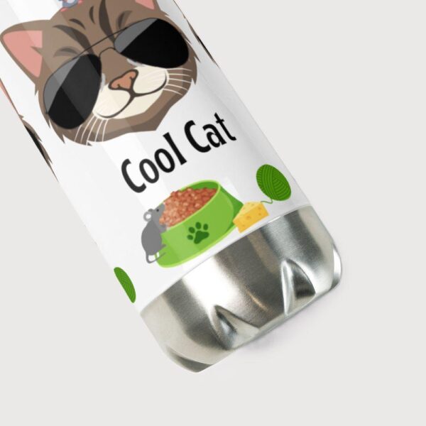 White 17oz Cool Cat Print Water Bottle 