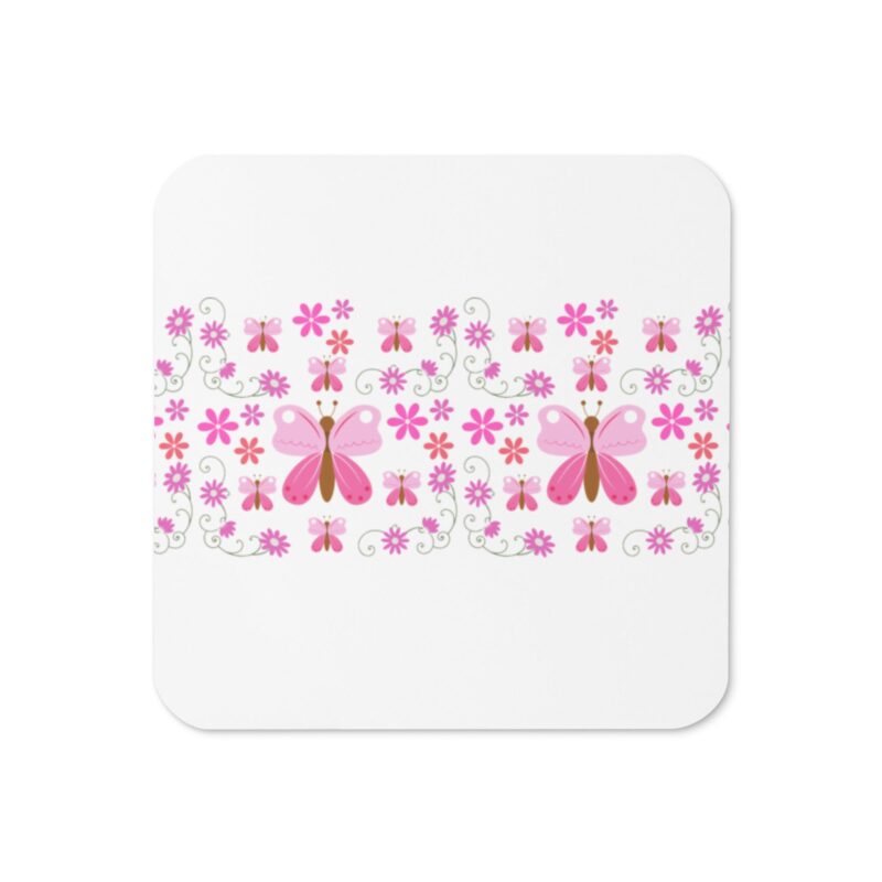 Pink Butterfly Drinks Coaster