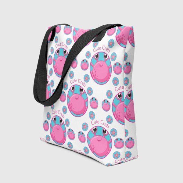 Cute Pink Crab Polyester Tote Bag