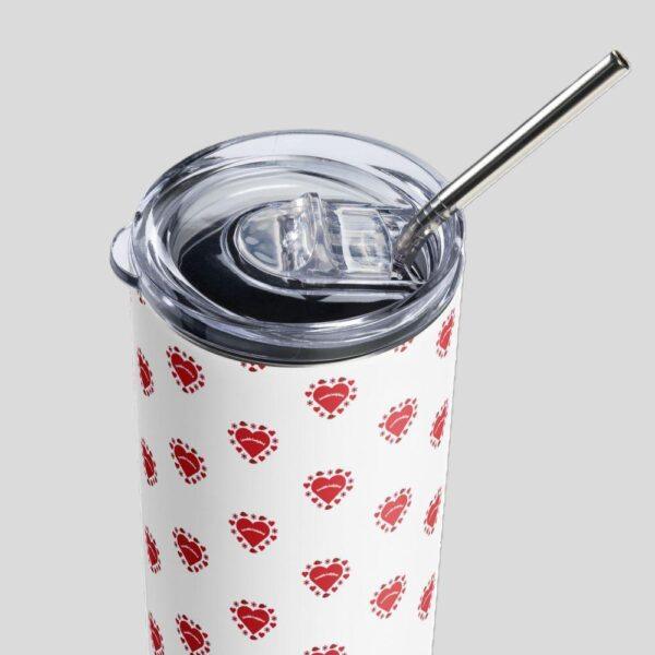 Lovable Ladybird Red Heart Stainless Steel Drinks Tumbler 20oz