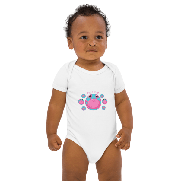 Organic Cotton Cute Pink Crab Baby Bodysuit