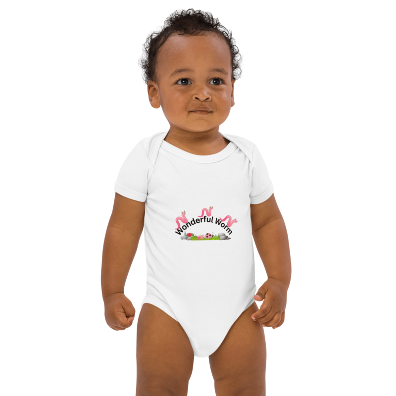 Organic Cotton Wonderful Pink Worm Baby Bodysuit