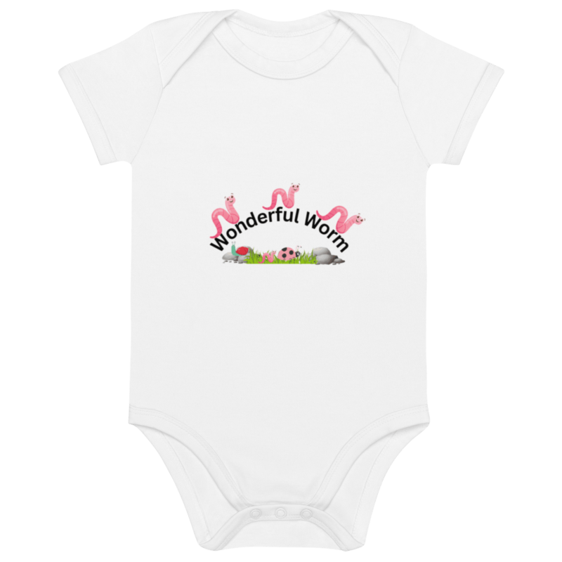 Organic Cotton Wonderful Pink Worm Baby Bodysuit