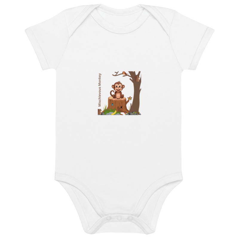 Organic Cotton Mischievous Monkey Baby Bodysuit