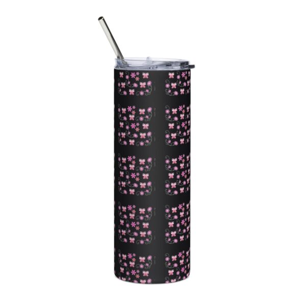 Pink Butterfly Stainless Steel Drinks Tumbler 20oz - Image 2