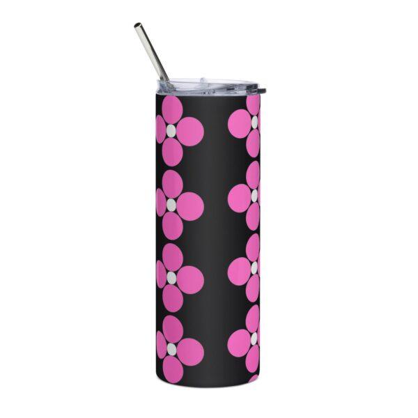 Pink Flowers Stainless Steel Drinks Tumbler 20oz - Image 2