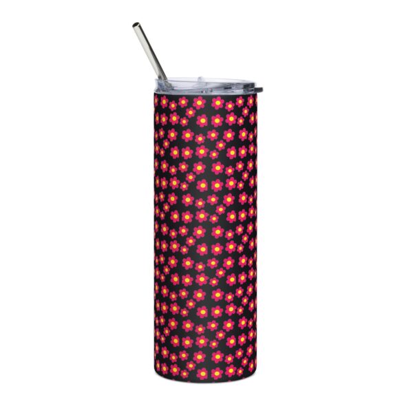 Red Flowers Stainless Steel Drinks Tumbler 20oz - Image 2