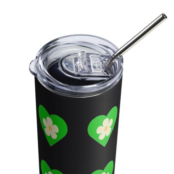 Flower Green Heart Stainless Steel Drinks Tumbler 20oz - Image 5