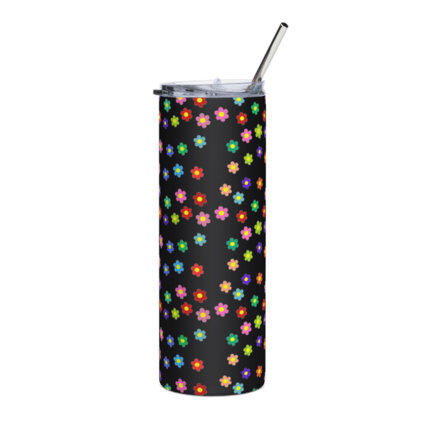 Multi-coloured Flowers Stainless Steel Drinks Tumbler 20oz