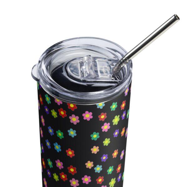 Multi-coloured Flowers Stainless Steel Drinks Tumbler 20oz - Image 3