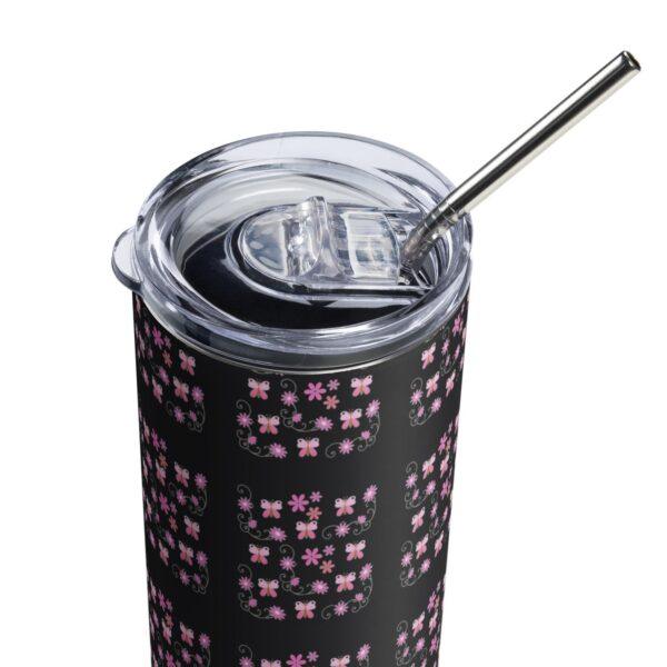 Pink Butterfly Stainless Steel Drinks Tumbler 20oz - Image 3