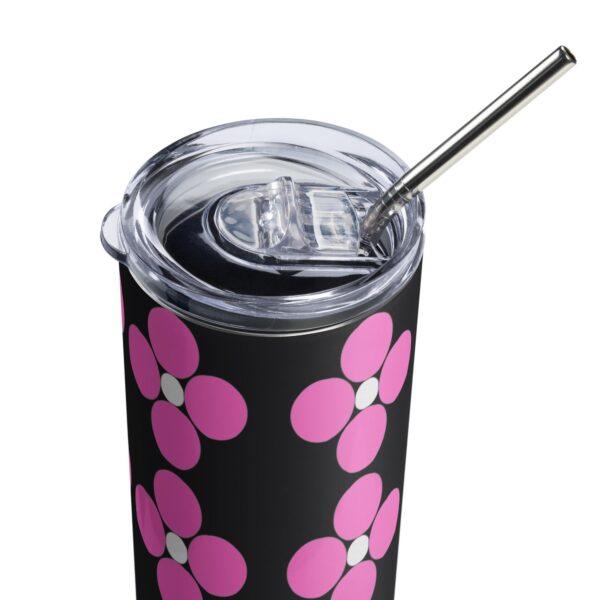 Pink Flowers Stainless Steel Drinks Tumbler 20oz - Image 3