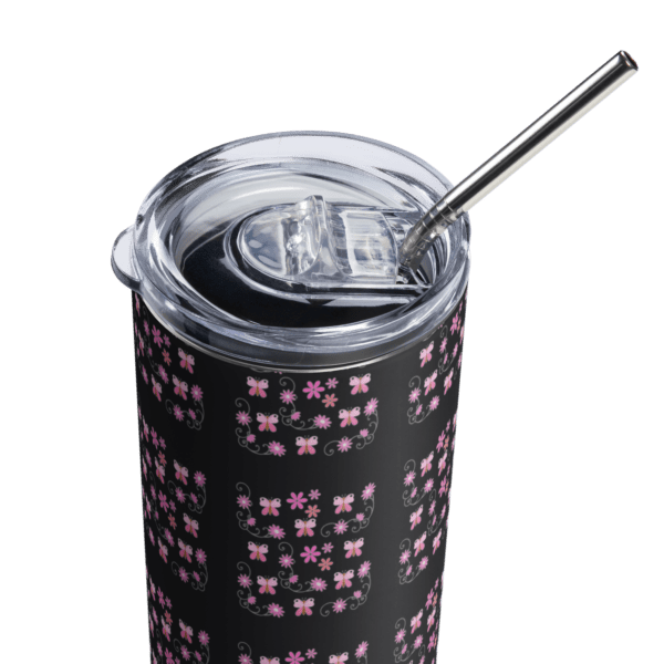 Pink Butterfly Stainless Steel Drinks Tumbler 20oz