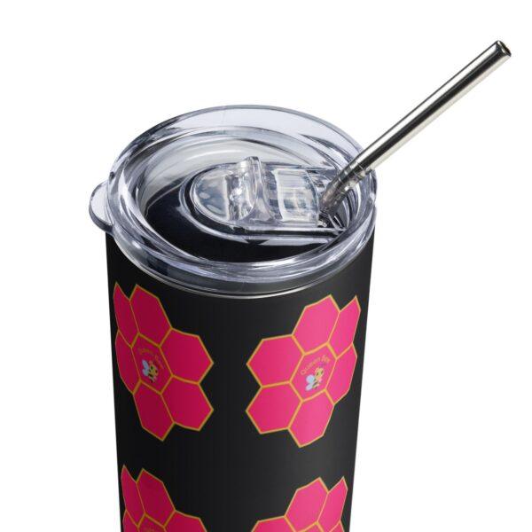 Queen Bee Pink Honeycomb Stainless Steel Drinks Tumbler 20oz - Image 3